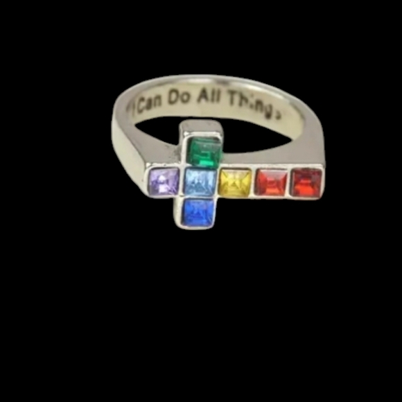 Cross multicolor Ring size 10 alloy New - Picture 3 of 3